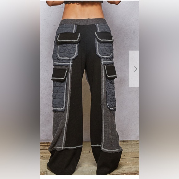 POL Black and Gray designed in relaxed for Women's Pants in rib with quilted - Picture 2 of 5